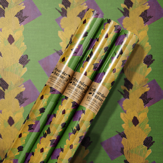 Abstract Art Deco Crystal Geometric Warm Tone Wrapping Paper 3 Sheet Roll