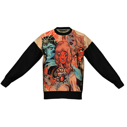 PRE-ORDER Women of Horror Oversized Crewneck Sweater Unisex Relaxed Fit Graphic Pullover